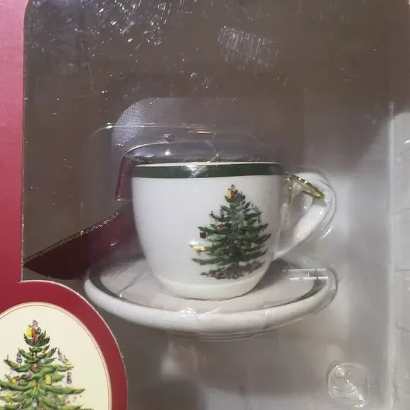 Vintage Spode Tea Cup‎ Christmas Tree Ornament with Original Box NIB - Picture 4 of 8
